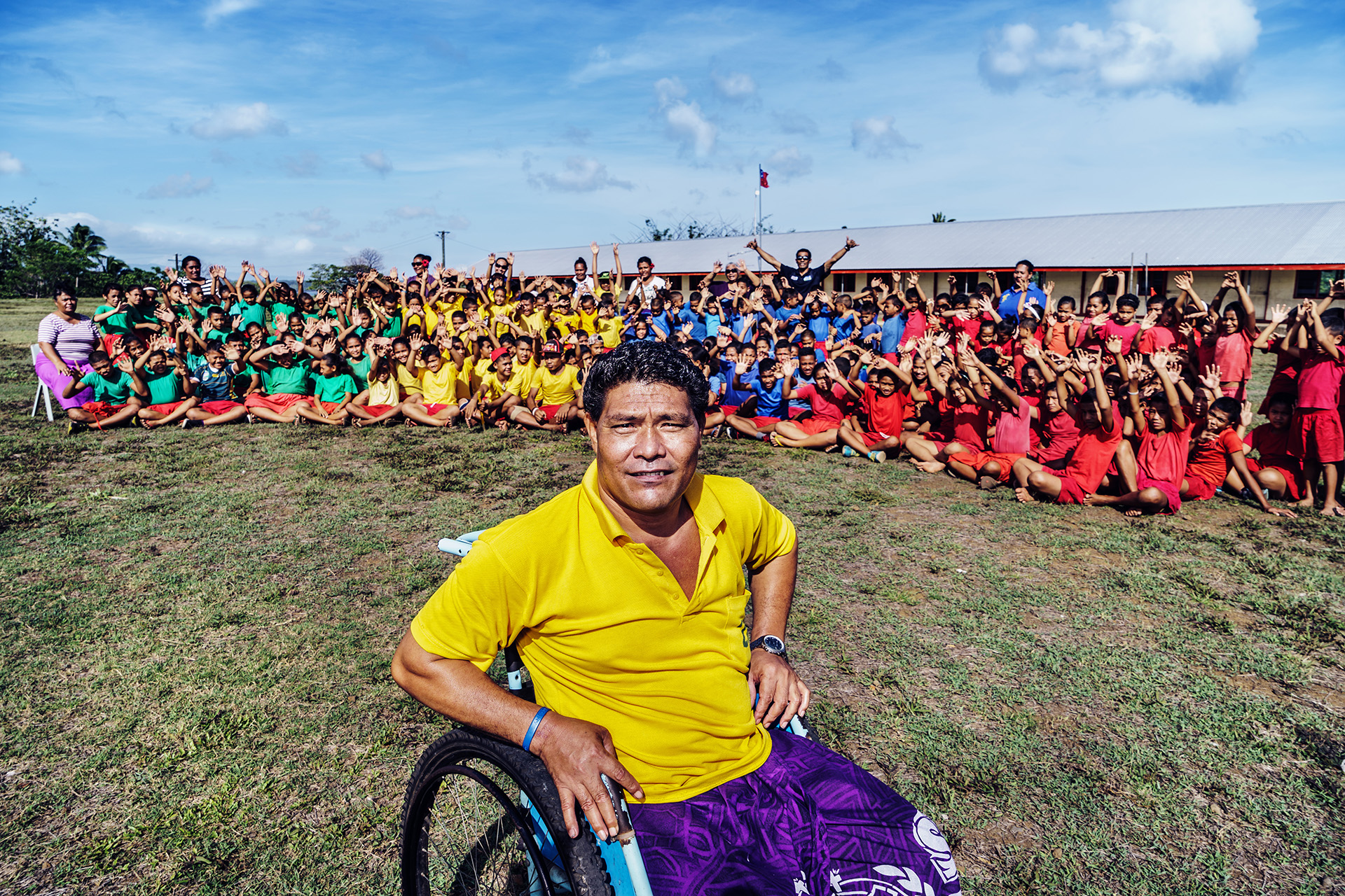Teacher with disability, elementary school in Savaii island